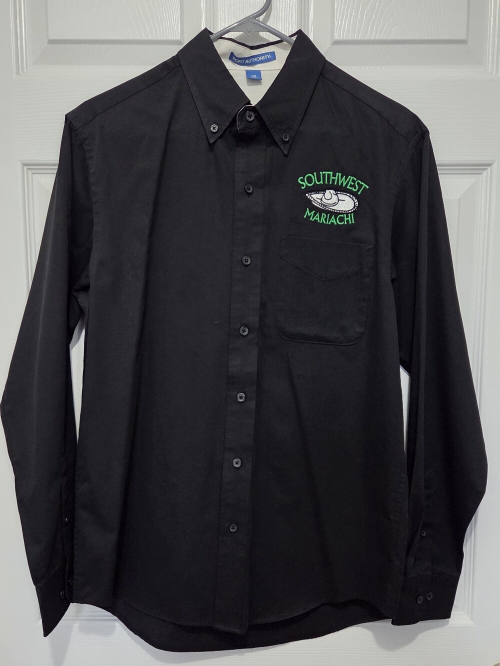 Port Authority Black Button Down Shirt Southwest Mariachi Embroidered Size XS